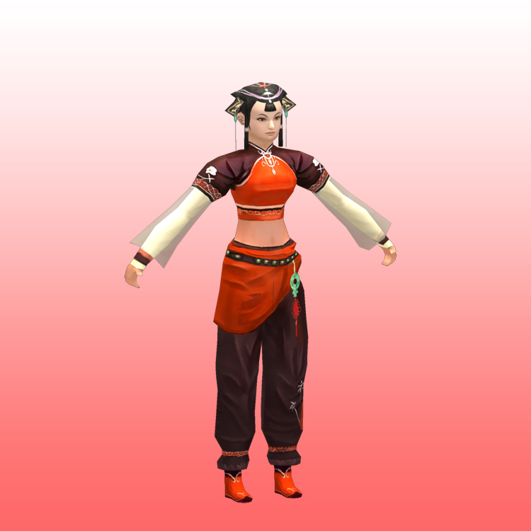 中国のミャオ族の女の子の3Dモデルのキャラクター